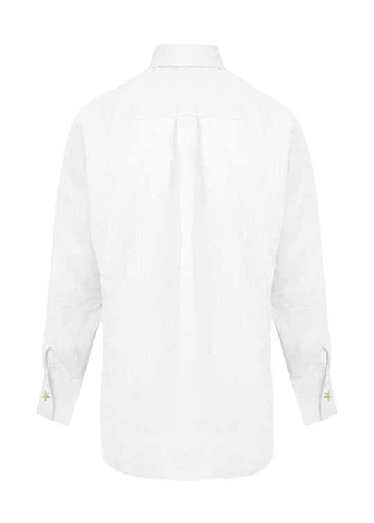 Linen Shirt With Heart Eye White