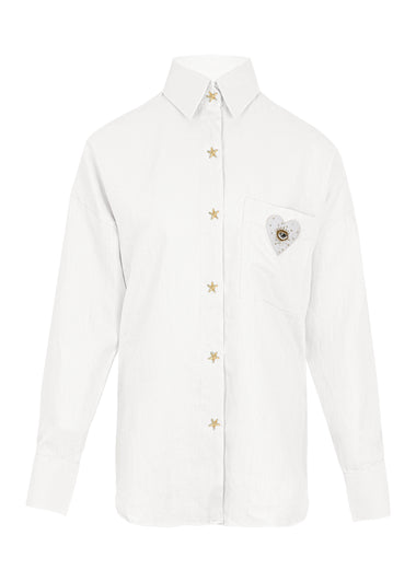 Linen Shirt With Heart Eye White