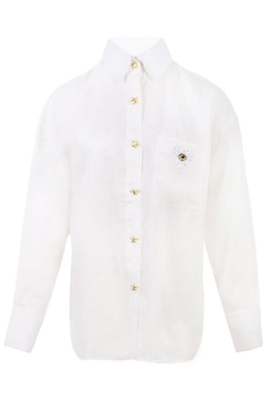 Linen Shirt With Heart Eye White