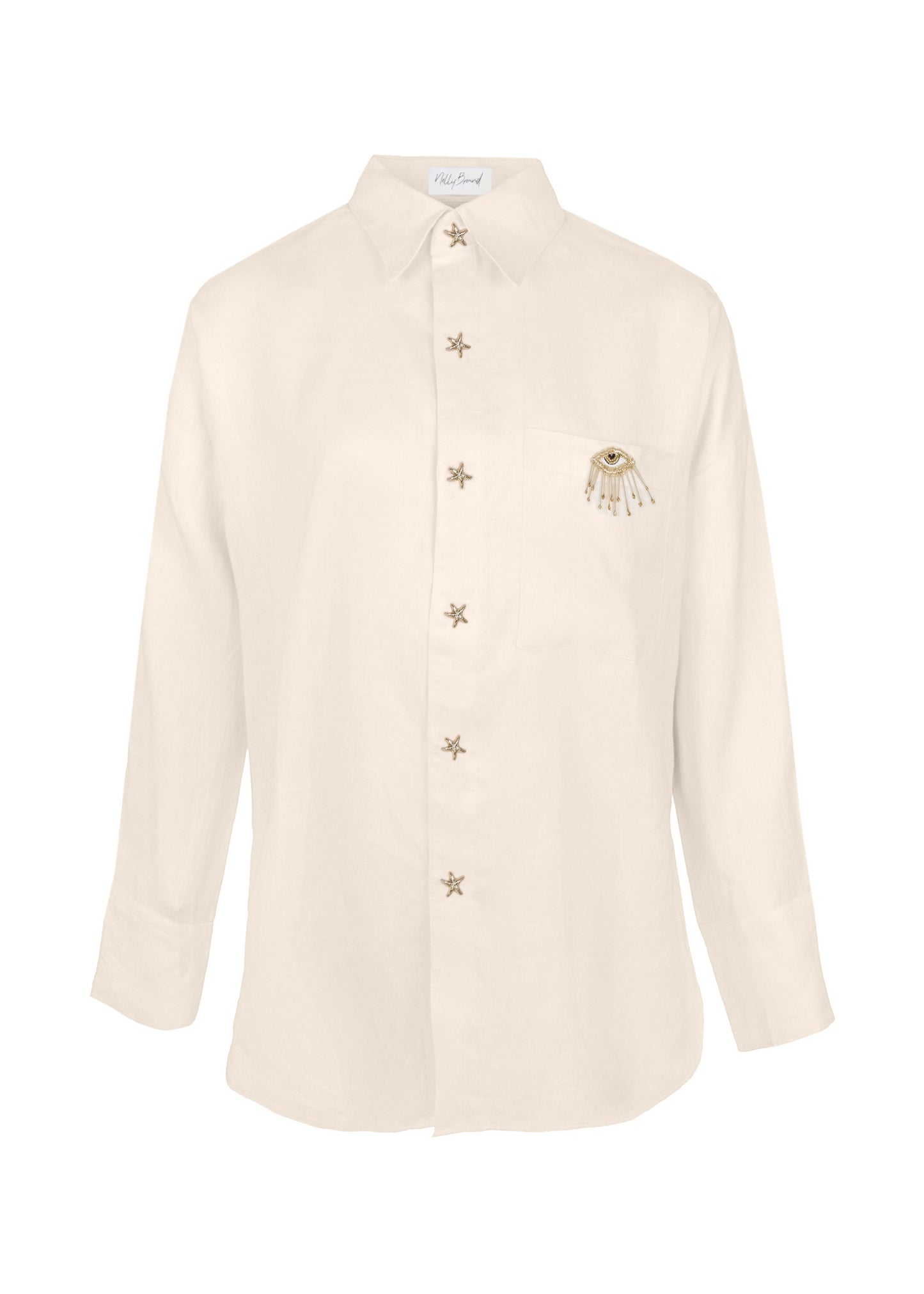 Load image into Gallery viewer, Linen Shirt With Eye Peach
