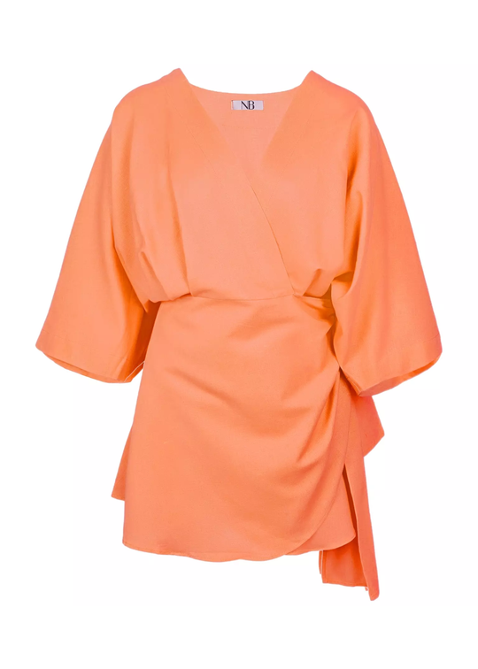 Load image into Gallery viewer, Short Sleeve Dress Linen Orange
