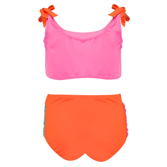 Load image into Gallery viewer, Bikini for Girls in Neon Pink/Orange
