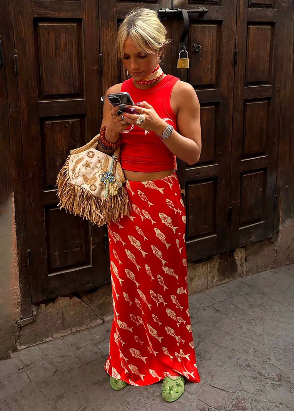 Load image into Gallery viewer, Red Marina Dorris Skirt
