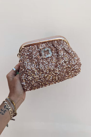 Gold Sequin Clutch Bag - ONE SIZE - Clutch Bag