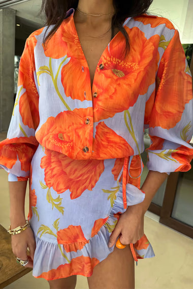 Blue Poppy Mini Jaspre Skirt with Frill