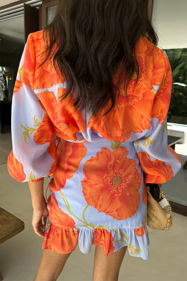 Blue Poppy Mini Jaspre Skirt with Frill