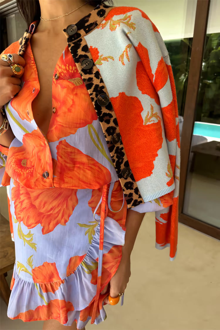 Load image into Gallery viewer, Blue Poppy Mini Jaspre Skirt with Frill
