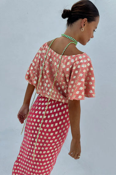 Pink and Red Jacquard Tilly Dress