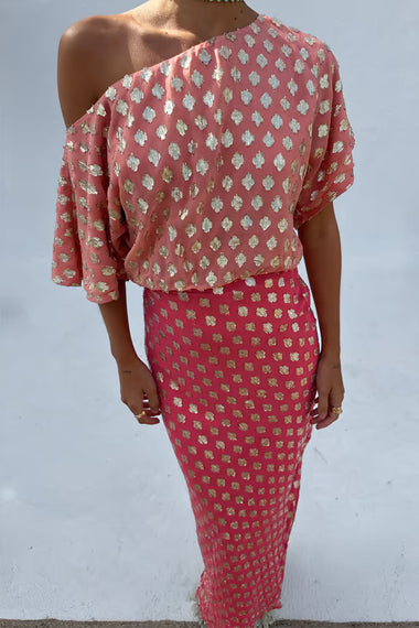 Pink and Red Jacquard Tilly Dress