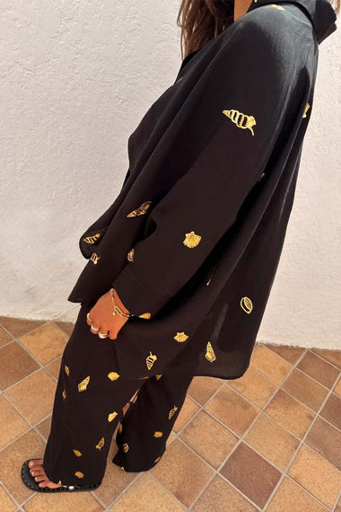 Black Shell Cape Shirt