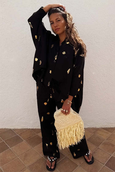 Black Shell Cape Shirt