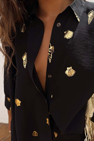 Black Shell Cape Shirt