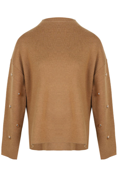 Tan Stud Evie Knit Jumper