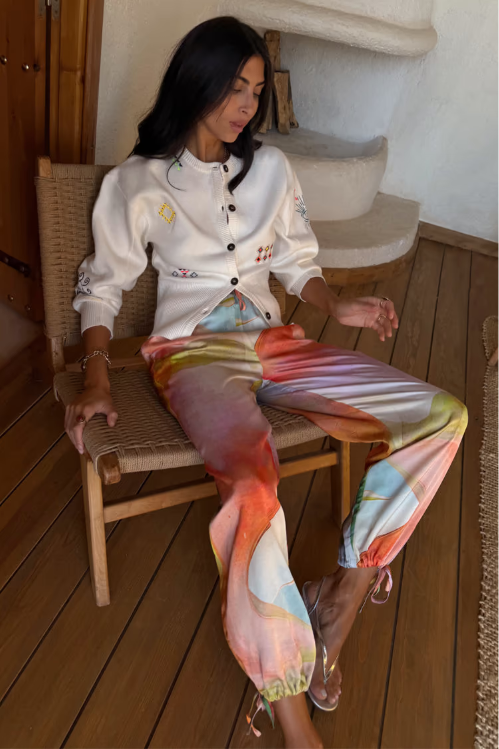 Load image into Gallery viewer, Cream Neon Embroidered Darcy Cardigan
