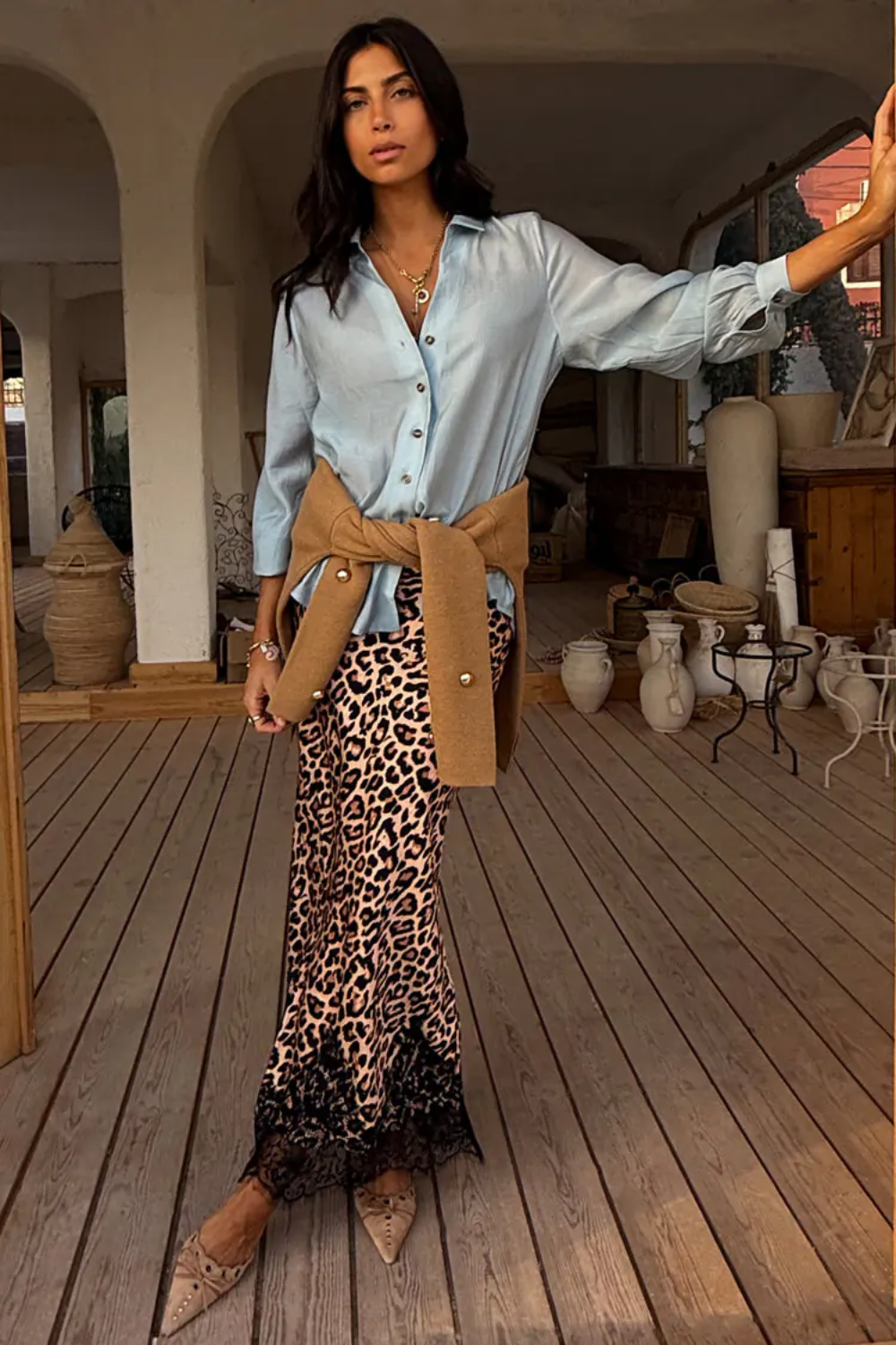 Load image into Gallery viewer, Leopard Lace Midi Maeva Skirt
