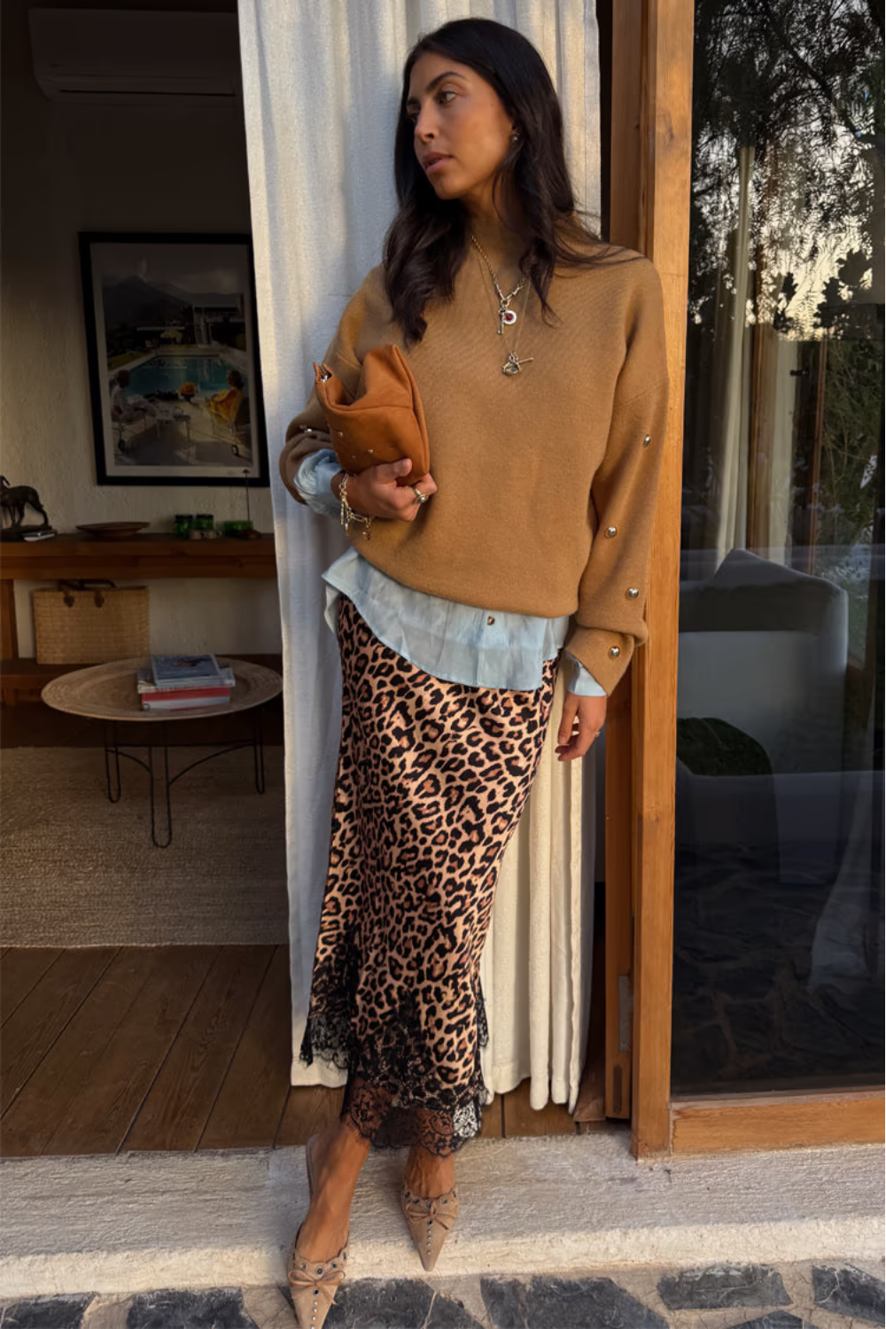 Load image into Gallery viewer, Leopard Lace Midi Maeva Skirt
