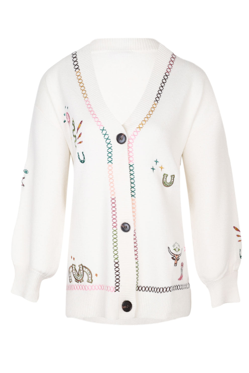Load image into Gallery viewer, Cream Western Martha Cardigan
