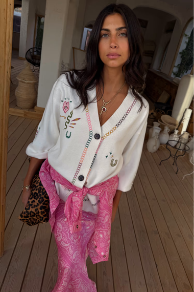 Cream Western Martha Cardigan