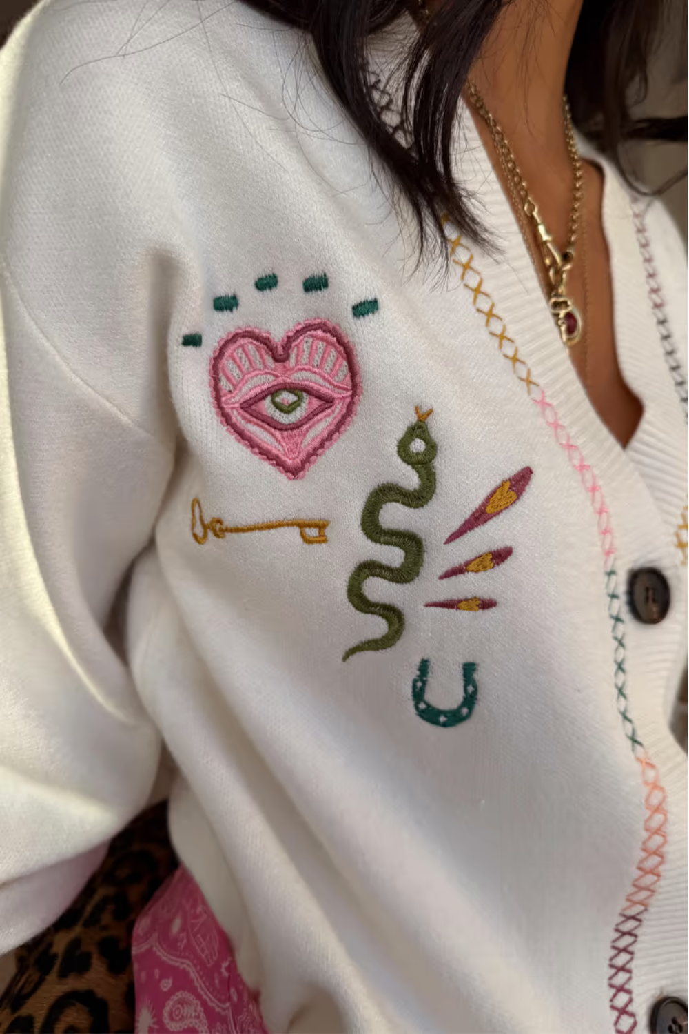 Load image into Gallery viewer, Cream Western Martha Cardigan
