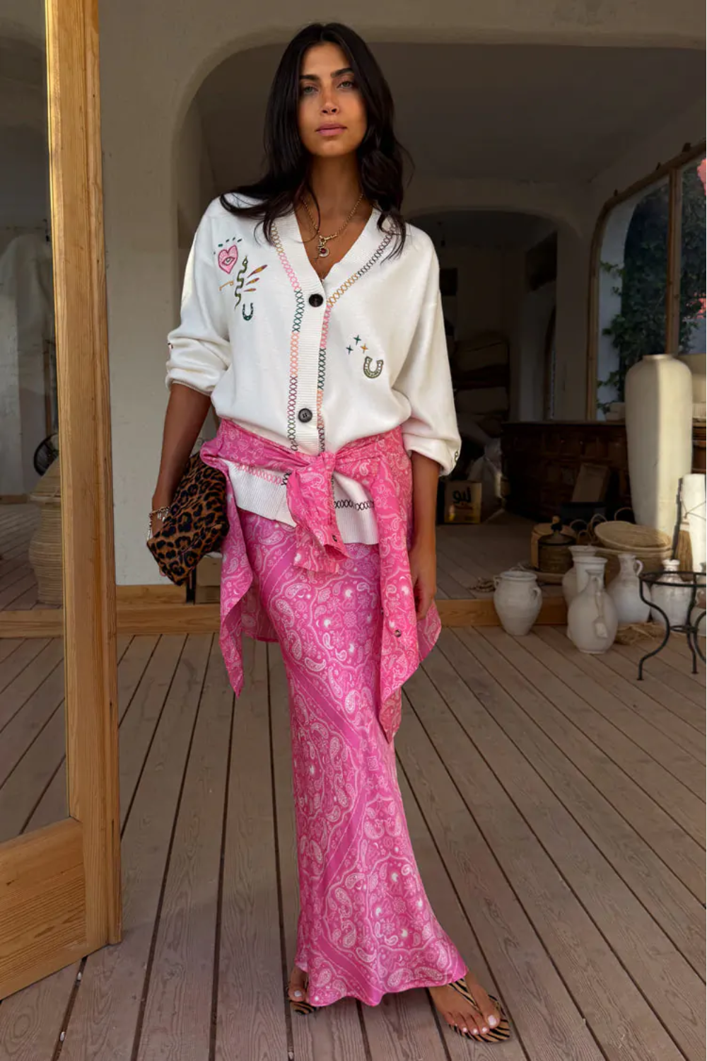 Load image into Gallery viewer, Cream Western Martha Cardigan
