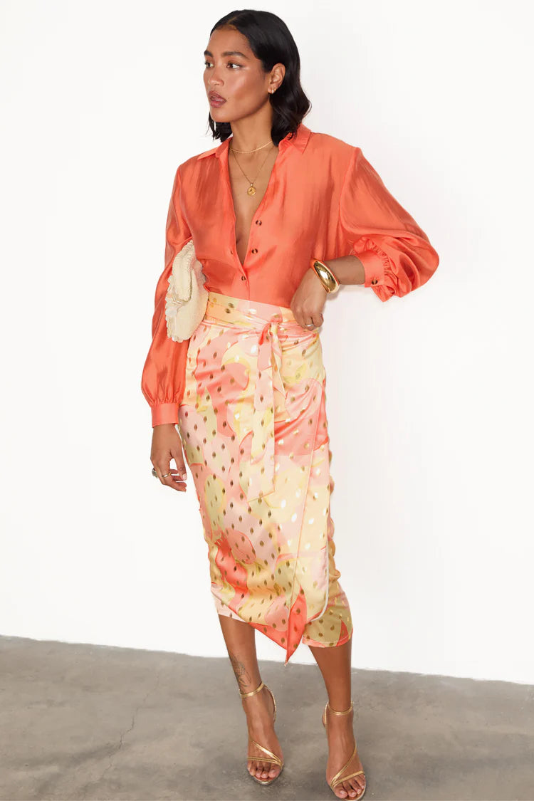 Load image into Gallery viewer, Apricot Jaspre Wrap Skirt - Skirt
