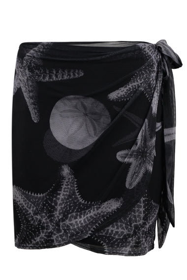 Black Seashell Mesh Mini Skirt
