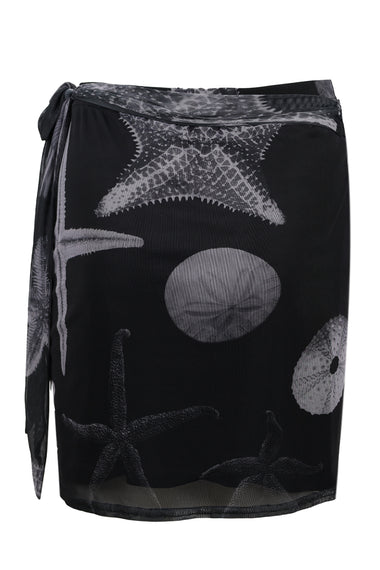Black Seashell Mesh Mini Skirt
