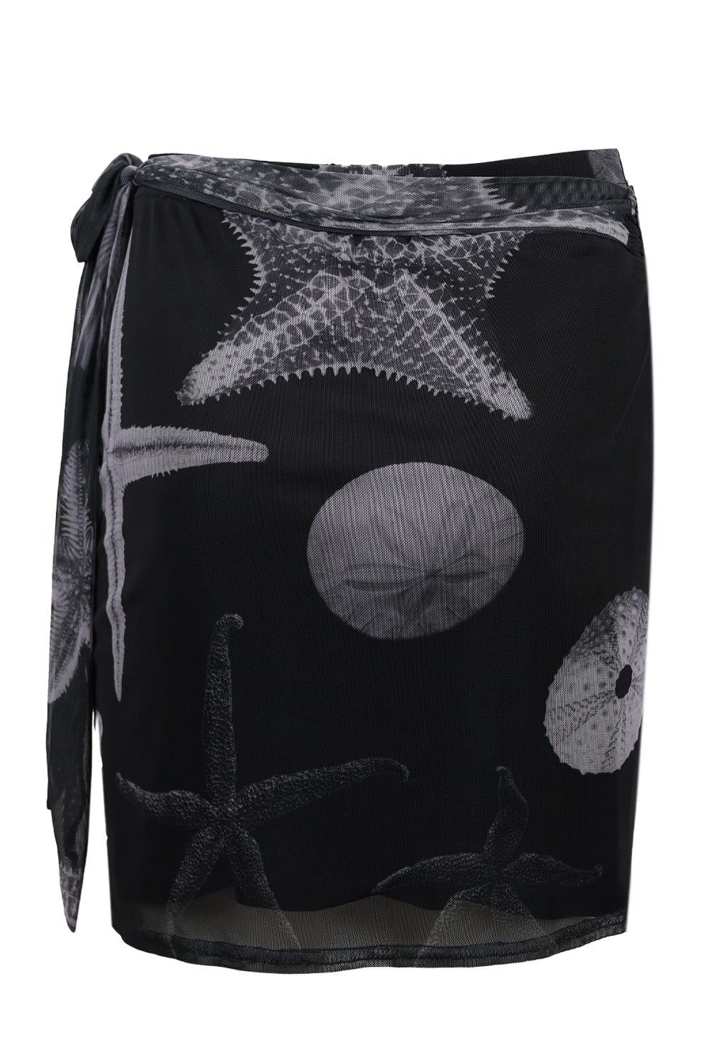 Load image into Gallery viewer, Black Seashell Mesh Mini Skirt
