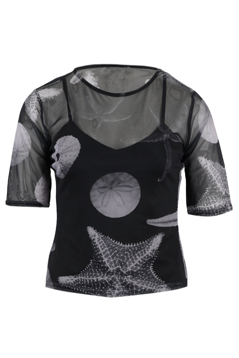 Load image into Gallery viewer, Black Seashell Mesh T-Shirt
