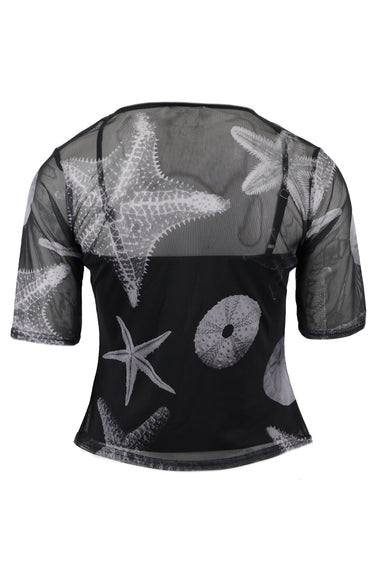 Black Seashell Mesh T-Shirt