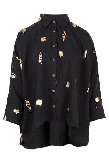Black Shell Cape Shirt