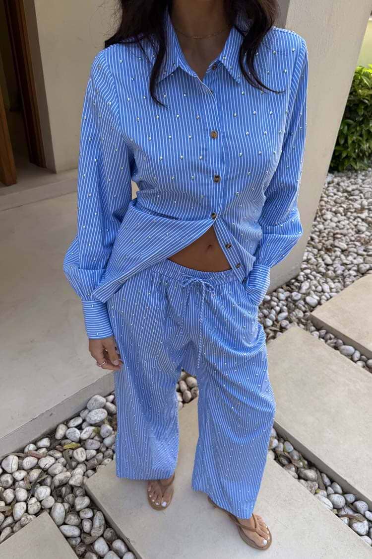 Load image into Gallery viewer, Blue Stripe Elissa Trouser
