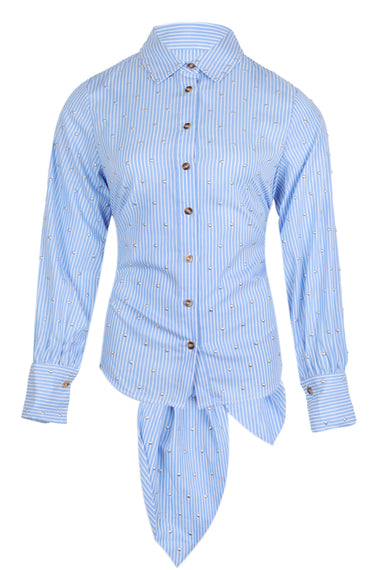 Blue Stripe Tie Back Shirt