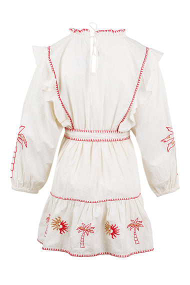 Cream And Red Pollenca Mini Dress