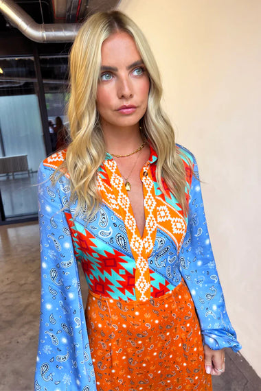 Blue Clash Effie Shirt Dress - Dress