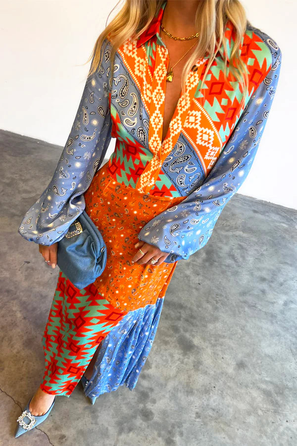 Load image into Gallery viewer, Blue Clash Effie Shirt Dress - Dress
