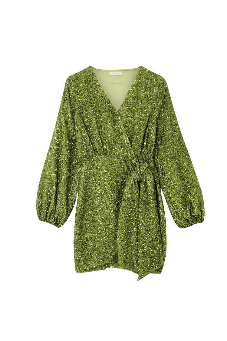 Load image into Gallery viewer, Olive Sequin Mini Vienna Dress - Dress
