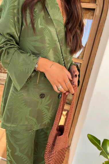 Khaki Palm Jacquard Balzer - Blazer