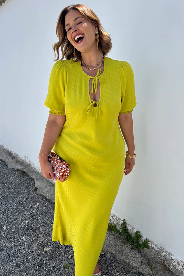 Lime Jacquard Andie Dress
