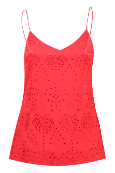 Red Broderie Cami Top