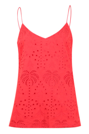 Red Broderie Cami Top