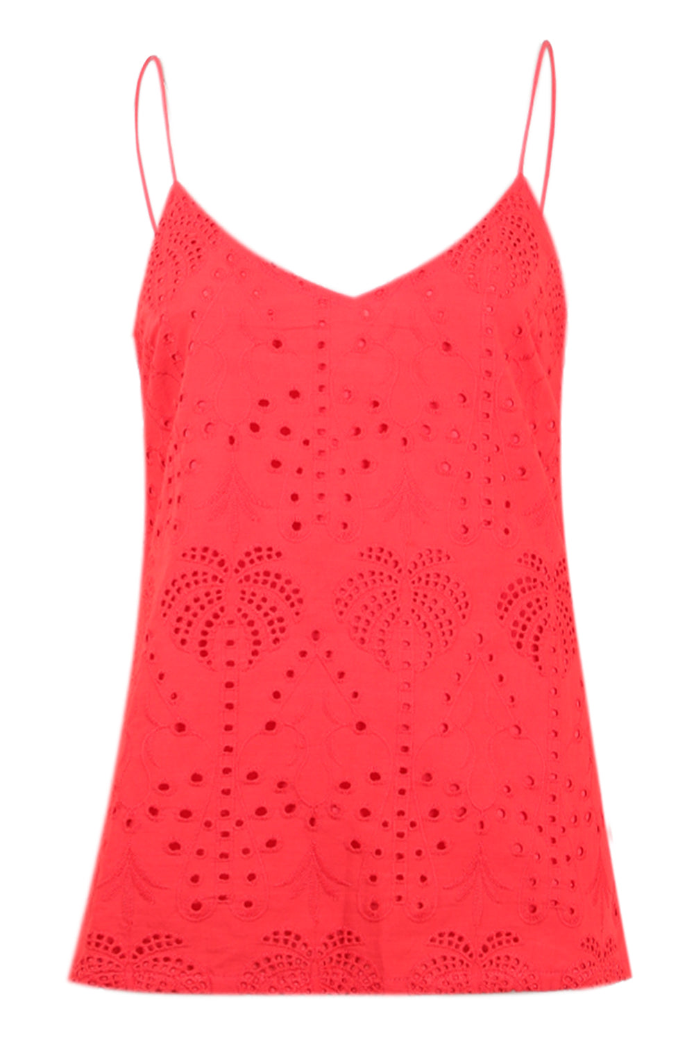 Red Broderie Cami Top