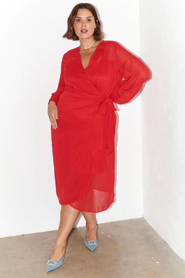 Red Sheer Midaxi Vienna Dress - Dress