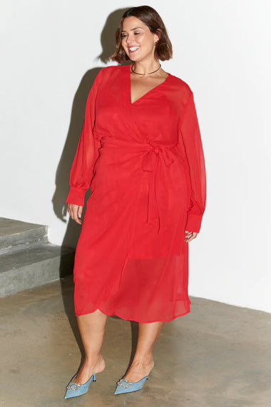 Red Sheer Midaxi Vienna Dress - Dress