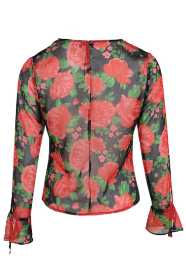 Rose Chiffon Tie Front Blouse