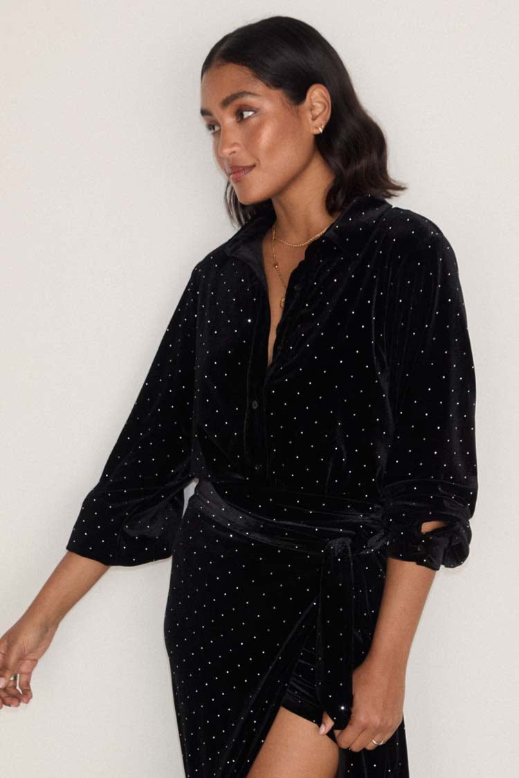 Load image into Gallery viewer, Black Velvet Cristi Shirt - Top
