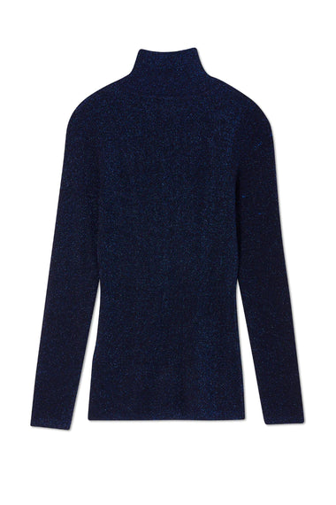 Navy Sparkle Roll Neck Top - Top