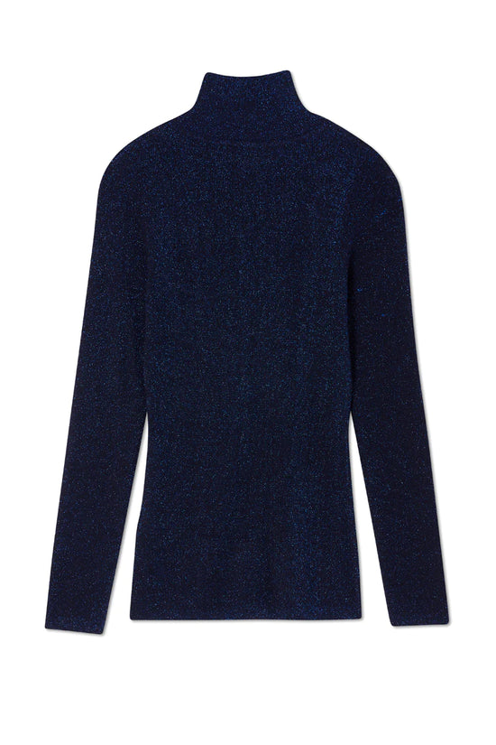 Load image into Gallery viewer, Navy Sparkle Roll Neck Top
