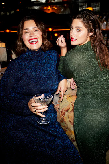 Navy Sparkle Roll Neck Top - Top