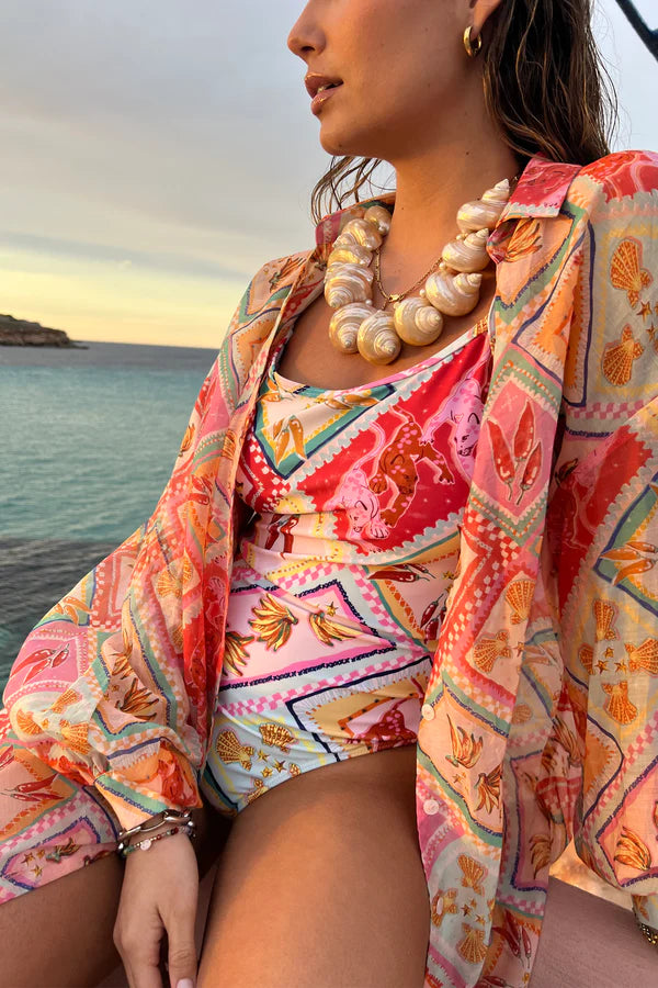 Tropical Tile Oversized Shirt